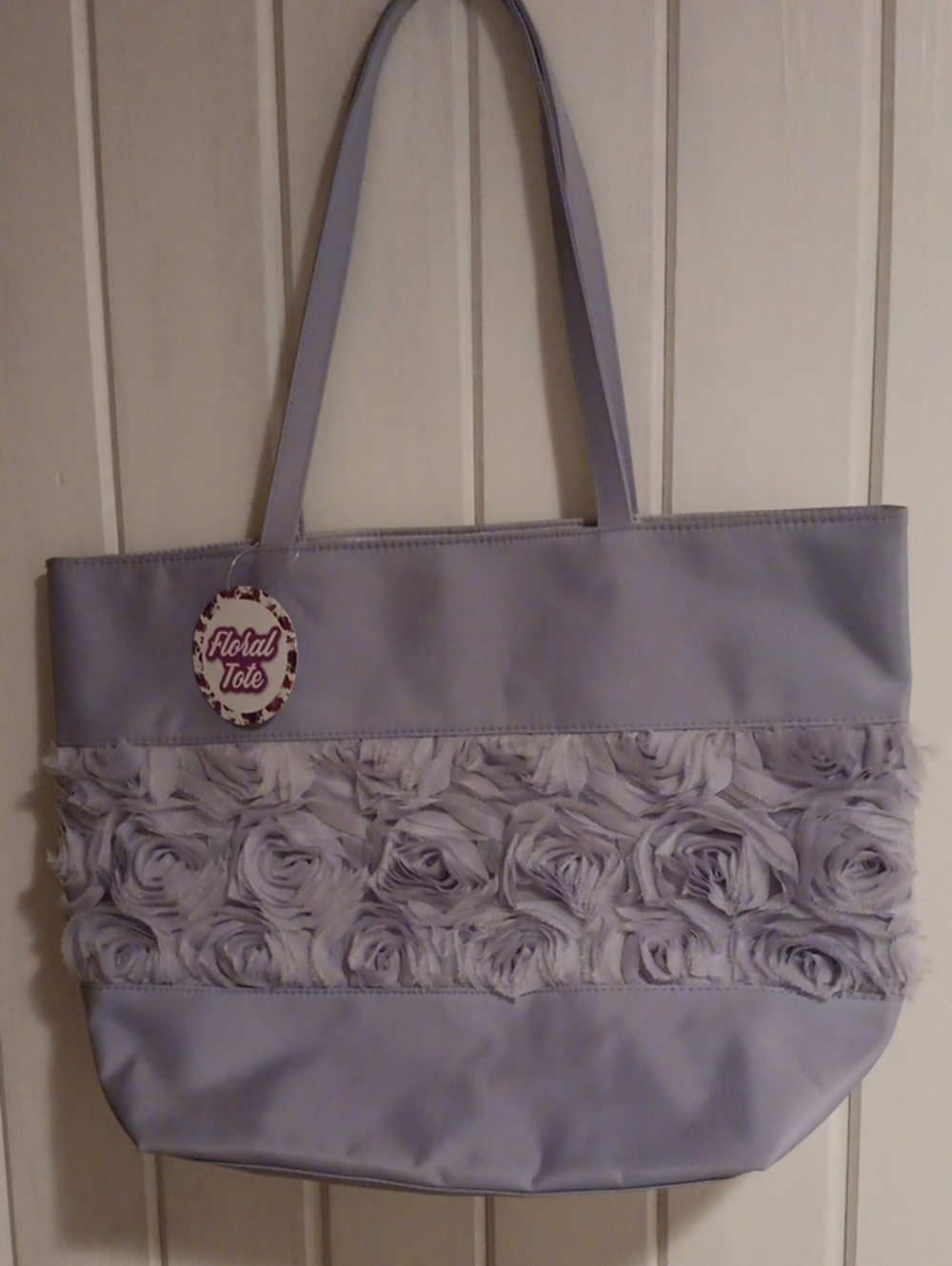 Floral Rosette Tote in Light Smokey Lavender